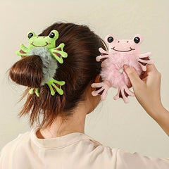 Cartoon Plush Frog Hair Tie Scrunchie Elastic Hair Accessories