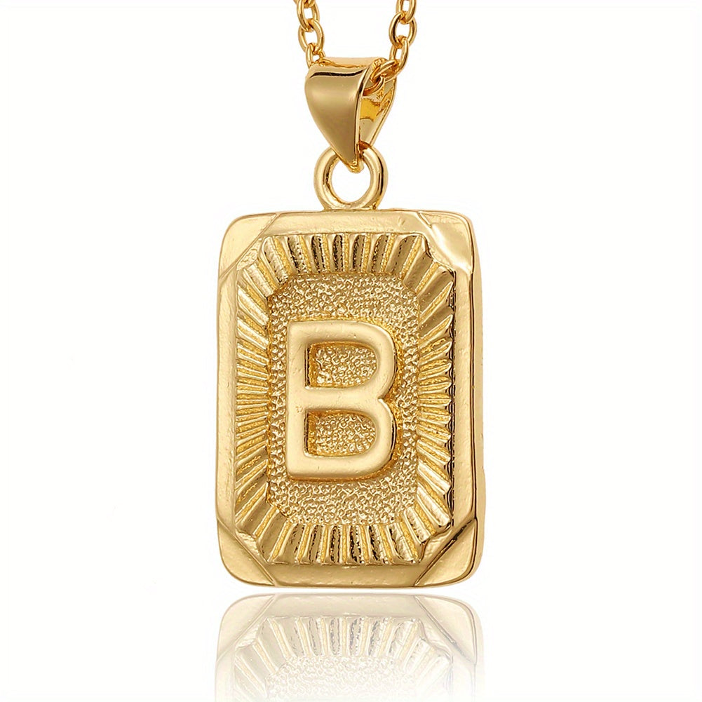 18K Plated Initial Letter Pendant Necklace For Women Men