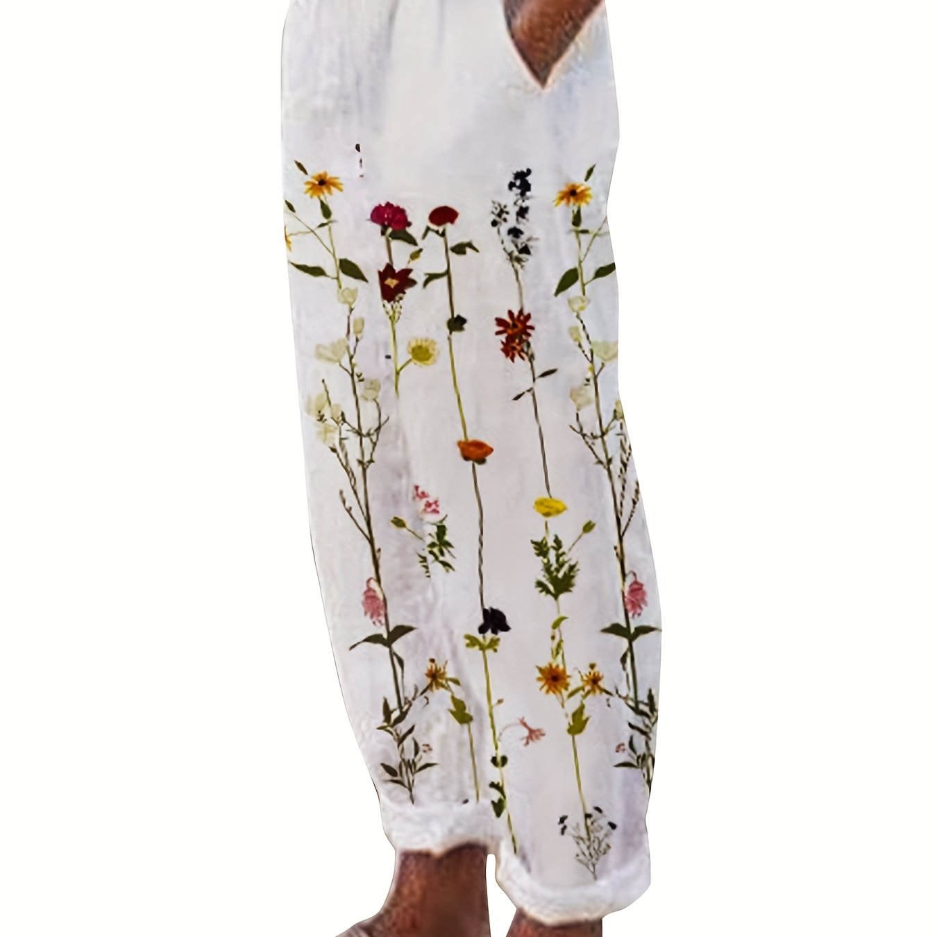 Women's Plus Floral Print High Rise Loose Trousers