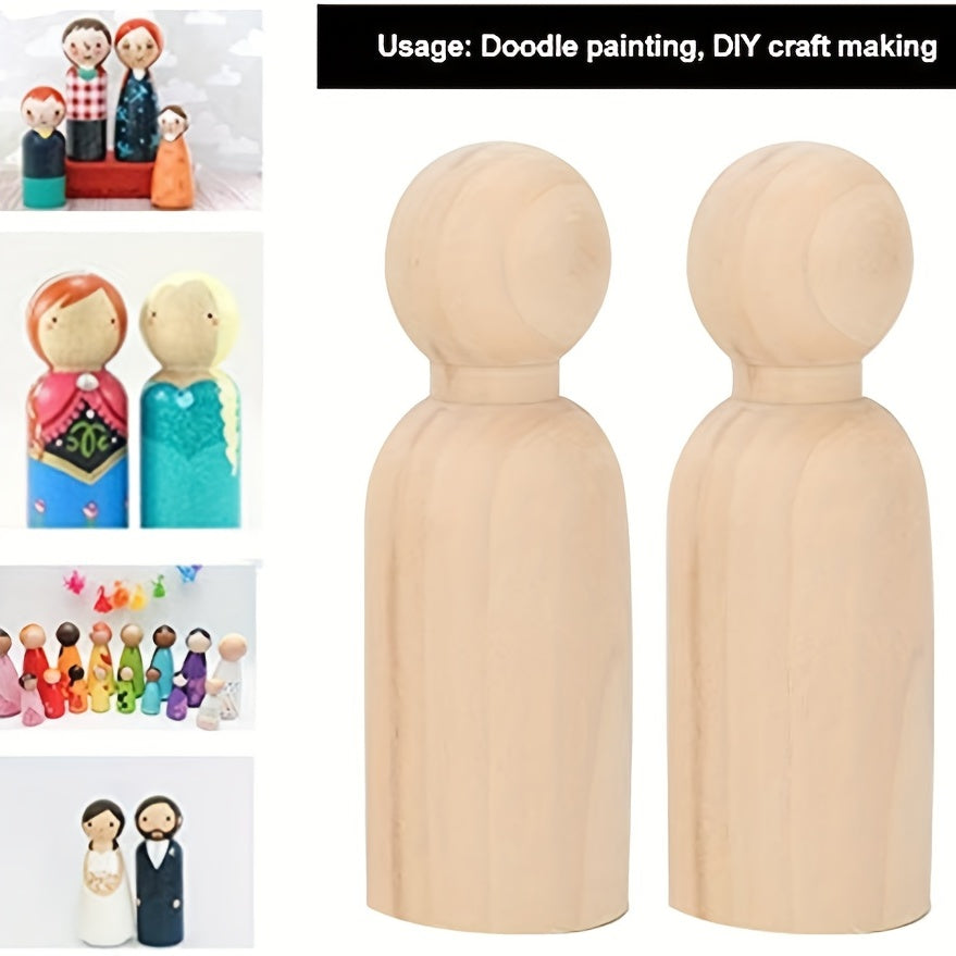 10pcs 65mm Wooden Peg Doll Bodies Unfinished People Shapes Angel Dolls DIY Craft