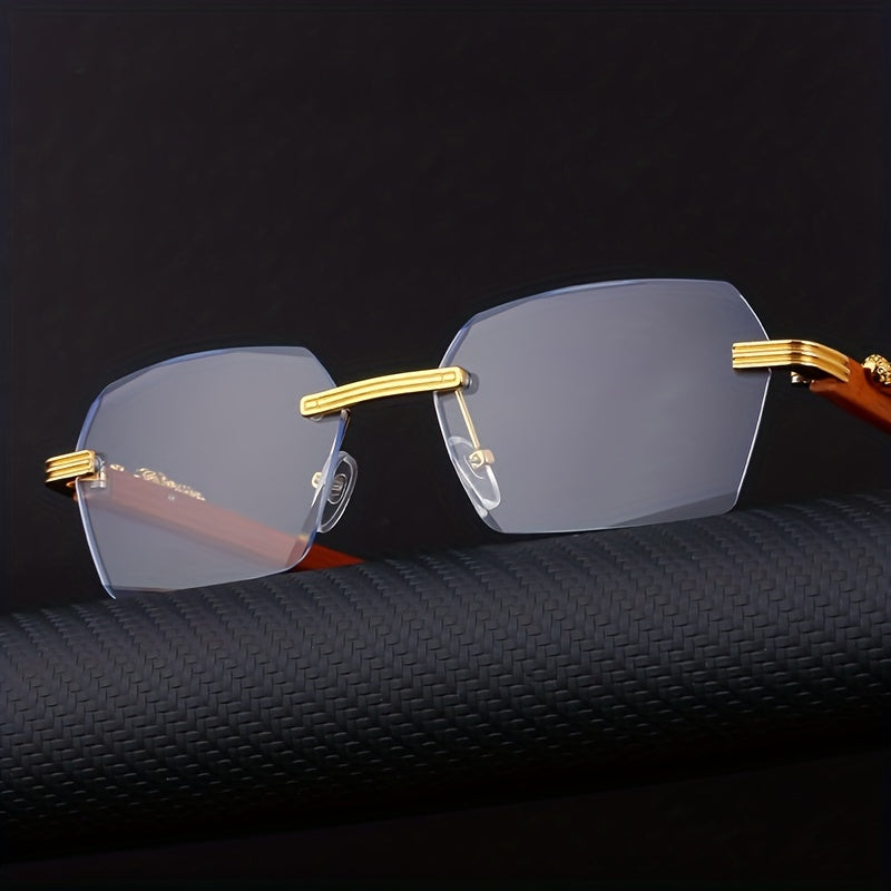 Men's Rimless Leopard Driving Sunglasses UV Protection
