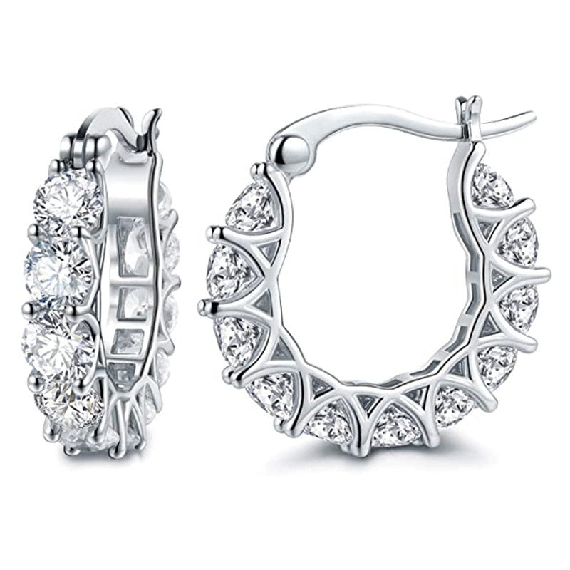 Zircon Hoop Earrings Sparkle in Any Light