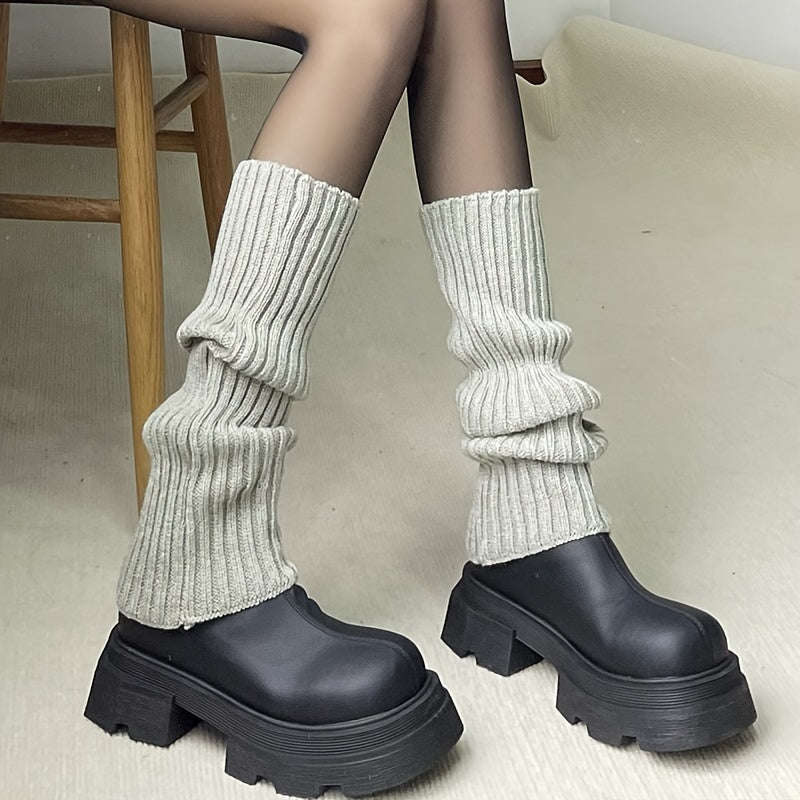 Rib Knit Leg Warmers Knee High Socks Women's Stockings & Hosiery