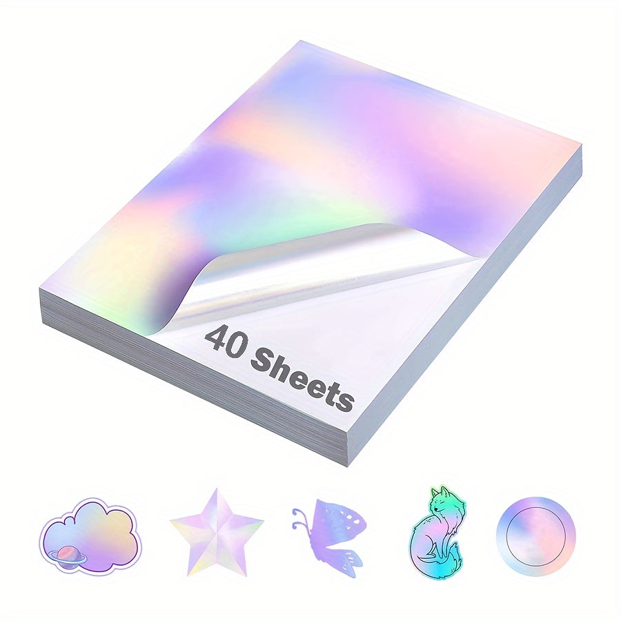 40 Sheets A4 Holographic Self Adhesive Transfer Paper Waterproof