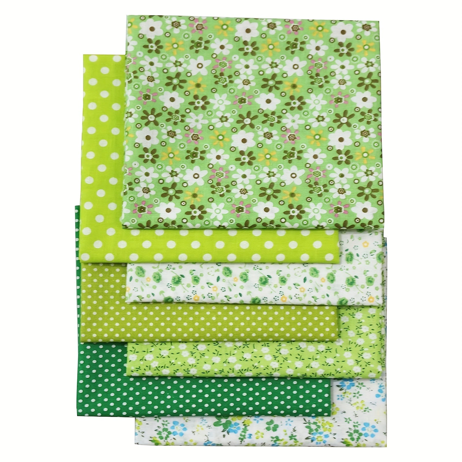 7pcs Green Fat Quarters Fabric Bundle Set