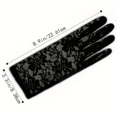 Floral Lace Gloves Vintage Full Finger Gloves For Wedding