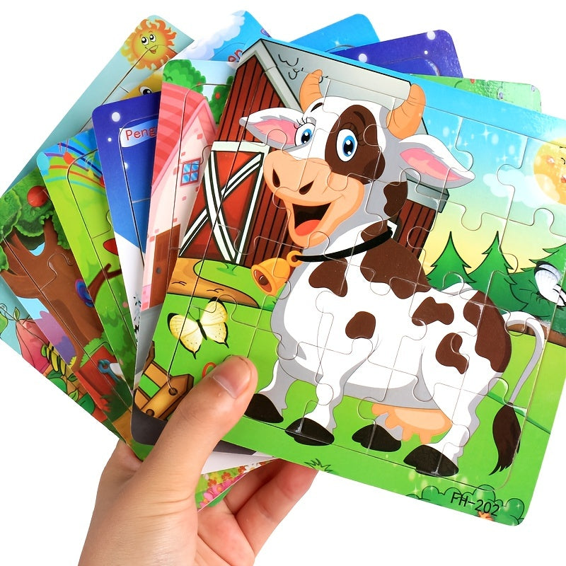 Wooden Puzzle Cartoon Animals Car Letter Number Pattern Jigsaw Puzzles