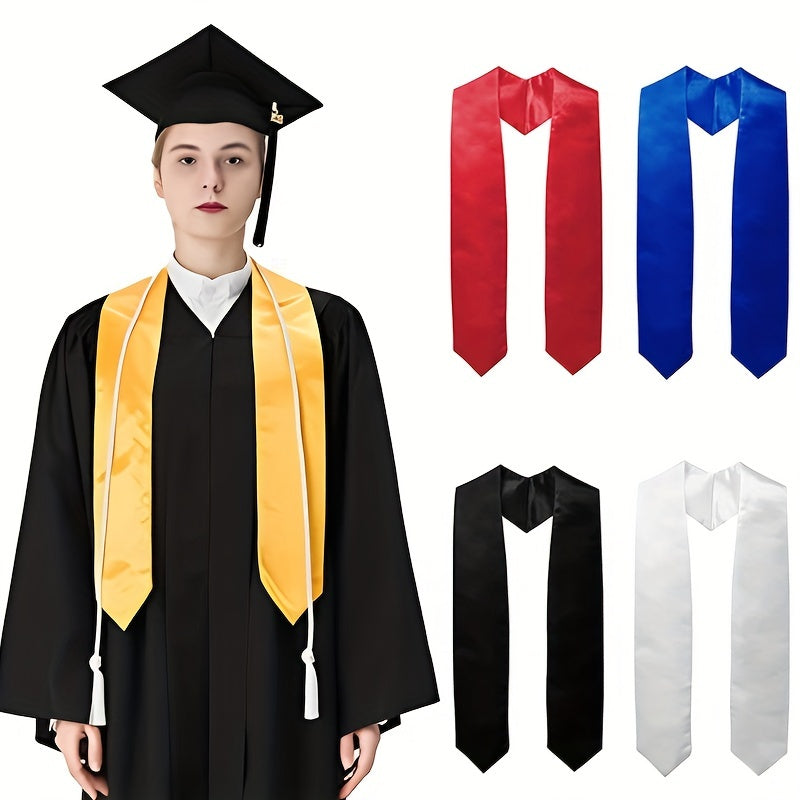 Graduation Season Ribbon Shoulder Strap Solid Honor Awarded Satin Shawl