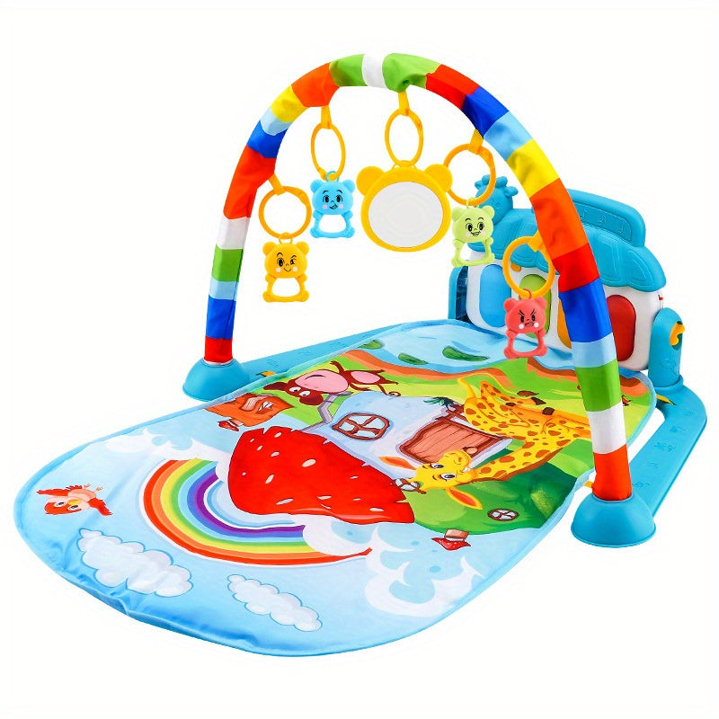 2-in-1 Baby Fitness Rack & Piano Play Mat - Educational Crawling Mat