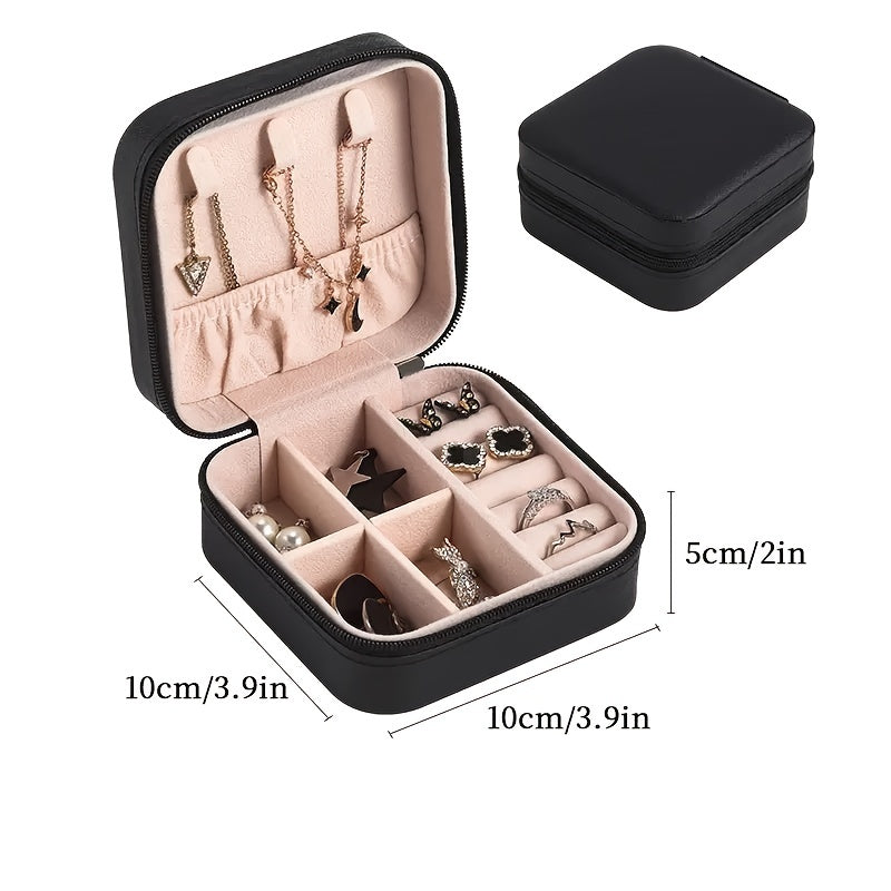 Portable Grid Jewelry Storage Box Necklaces Organizer Case