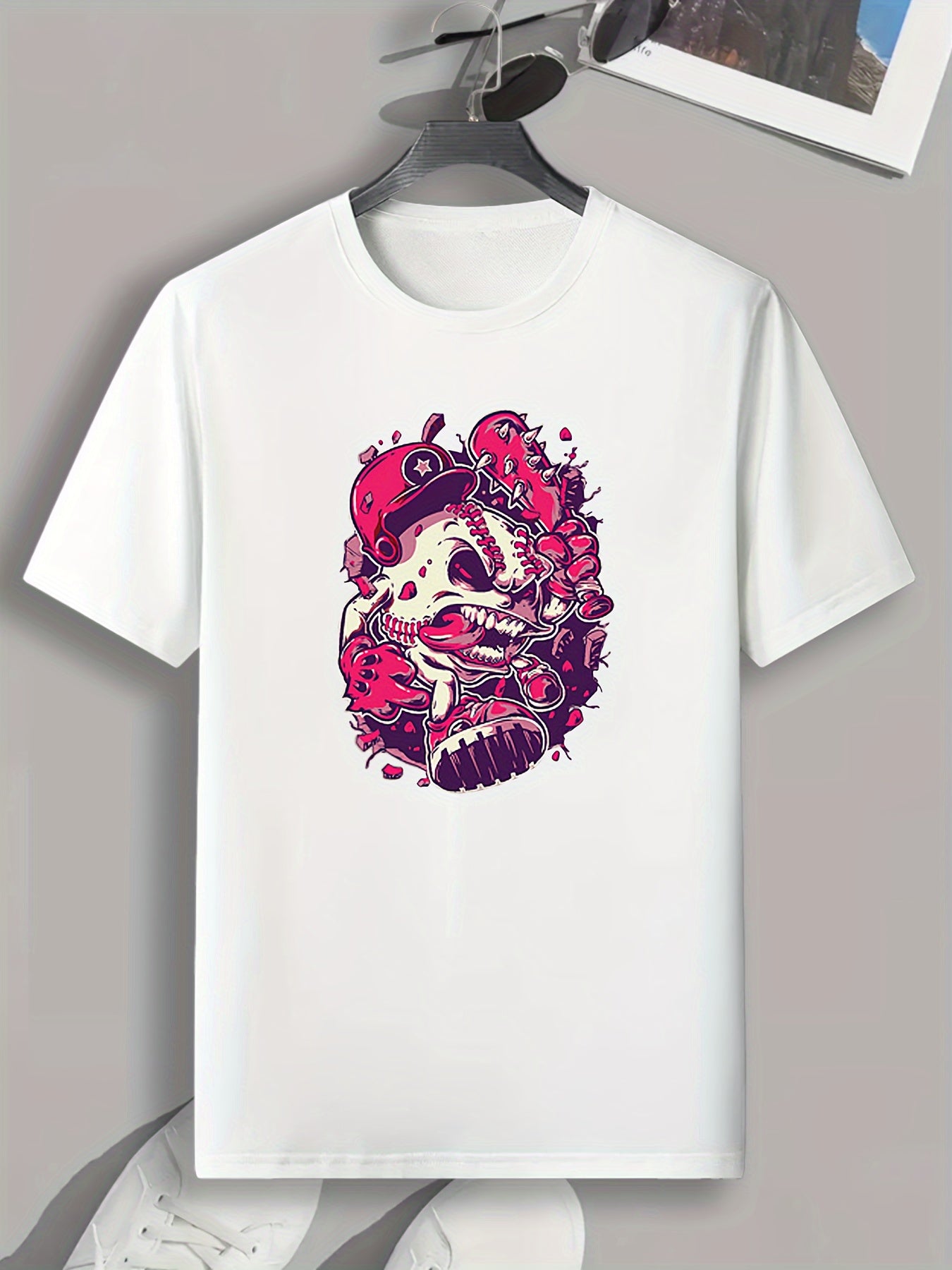 Anime Skull Print Men's Graphic T-shirt for Summer
