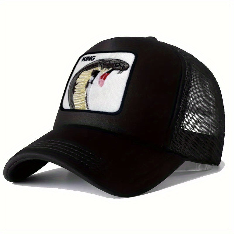 Unisex Sunshade Baseball Cap with Snake Embroidery