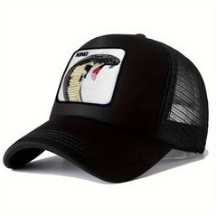 Unisex Sunshade Baseball Cap with Snake Embroidery