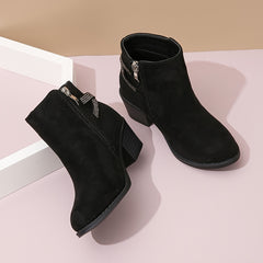 Girls Rhinestone High Heeled Boots with Zipper - Comfortable Non Slip Boots