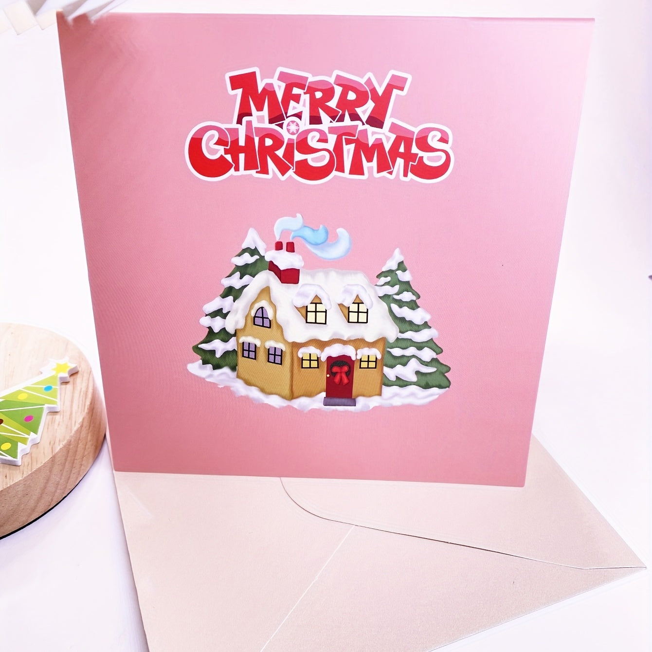 3D Stereo Cartoon Christmas Cards With Envelopes