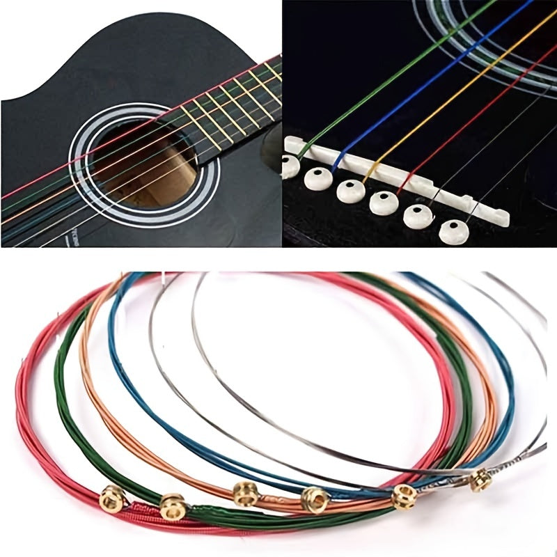 6 Pack Colorful Copper Steel Strings for Acoustic Guitar