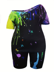  Painting Print Tee & Shorts Set