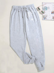  Spider Print Elastic Drawstring Tapered Leg Fitness Pants