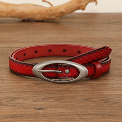 Vintage Red Geometric Embossed Belt Adjustable Cowboy Cowgirl Belts For Women