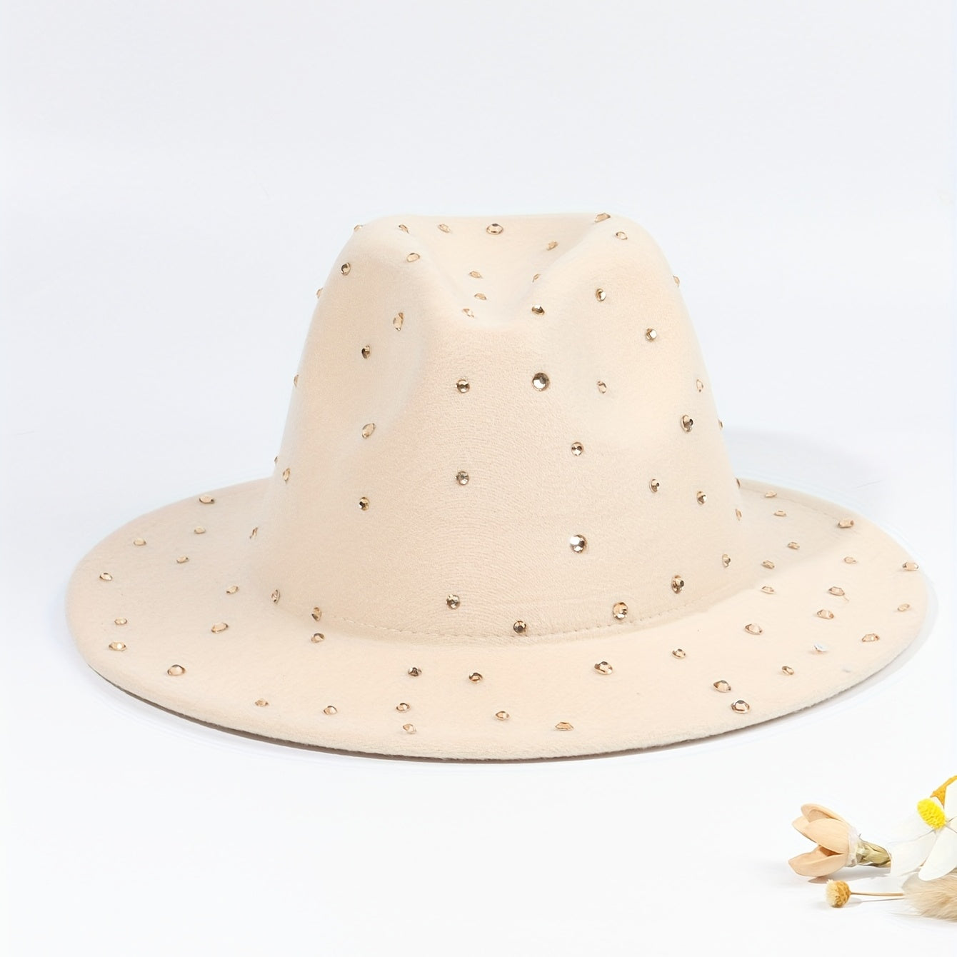 Y2K Rhinestone Decor Fedora Cap Unisex Jazz Hats Lightweight Felt Hat