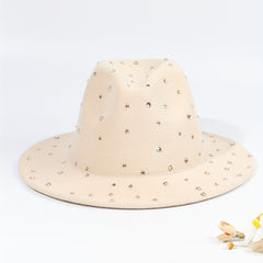 Y2K Rhinestone Decor Fedora Cap Unisex Jazz Hats Lightweight Felt Hat
