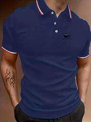 Men's Cat Graphic Polo Shirt Casual Button Up