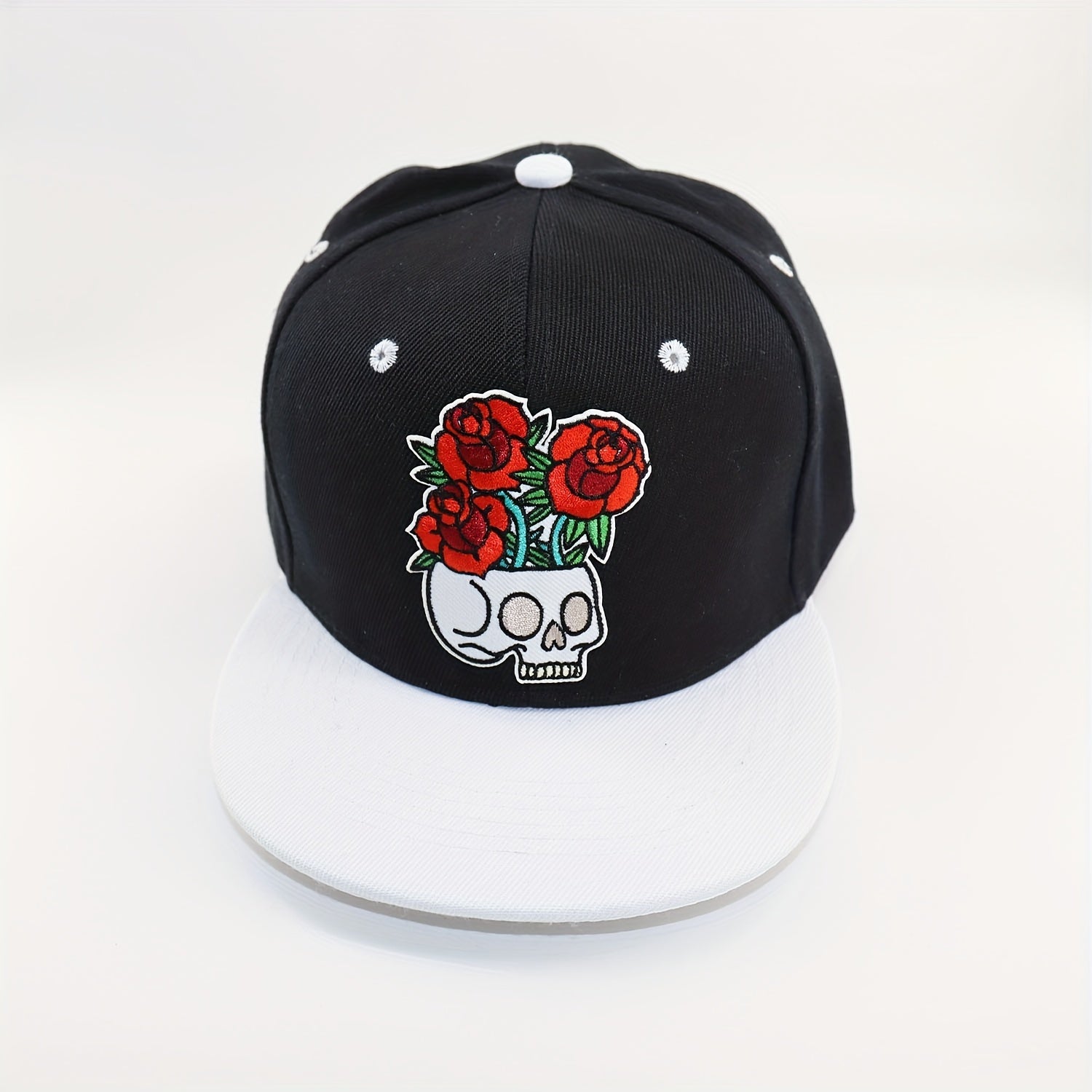 Skull Rose Embroidery Hats Adjustable Snapback Hip Hop Cap