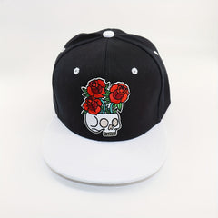 Skull Rose Embroidery Hats Adjustable Snapback Hip Hop Cap