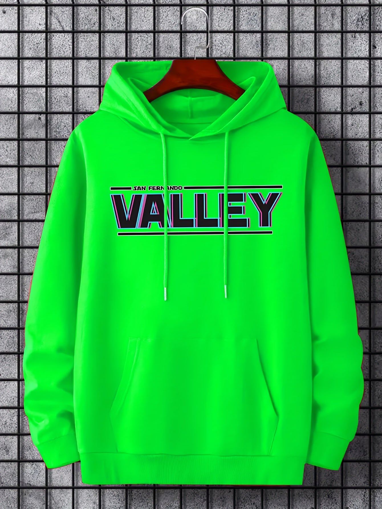 VALLEY Print Hoodie Men's Casual Graphic Pullover Hooded Sweatshirt