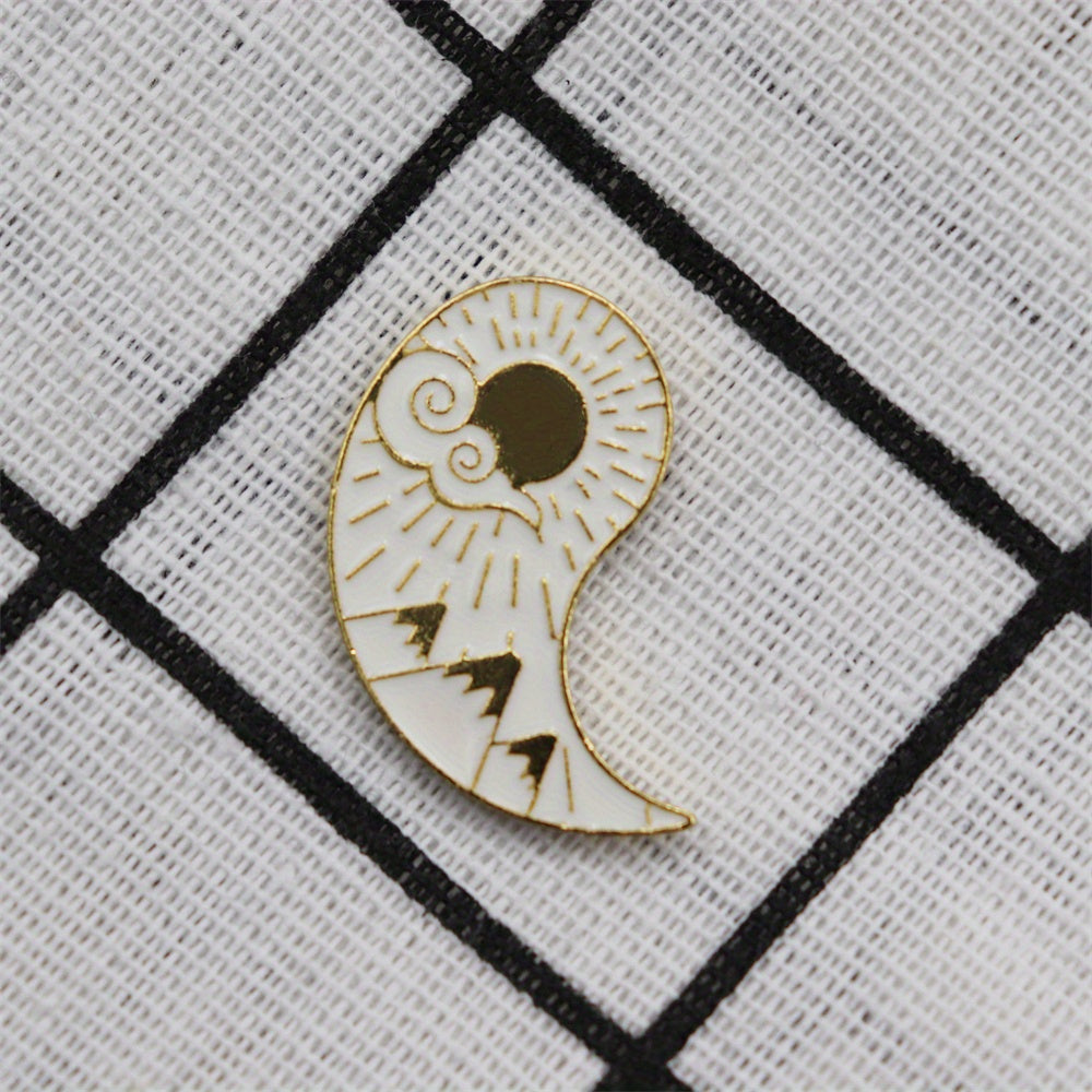 Sun Moon Enamel Brooch for Men Clothing