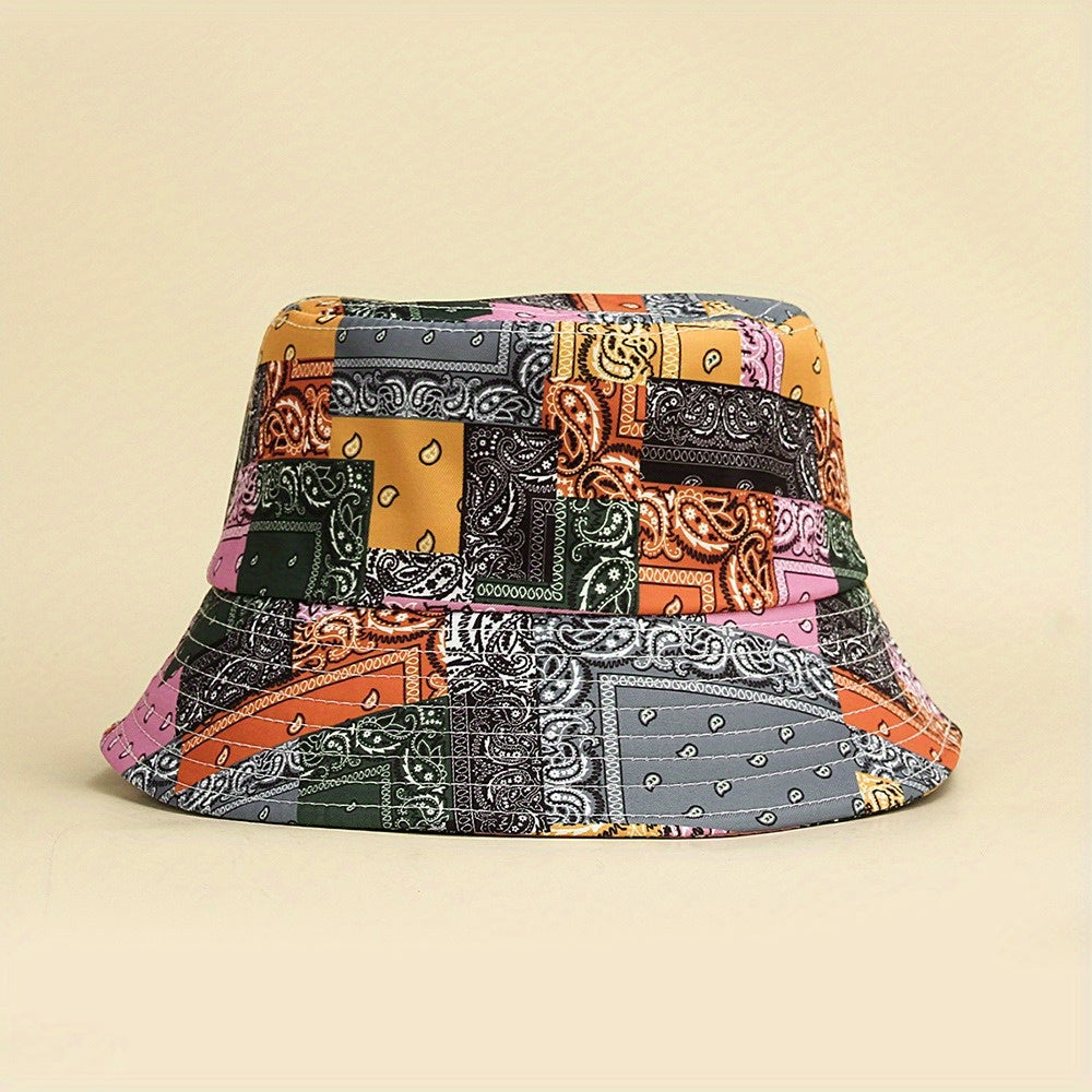 Boho Paisley Print Bucket Hat Lightweight Sunscreen Beach Hat
