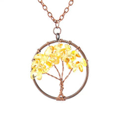 Amethyst Crystal Tree Of Life Necklace Antique Red Copper 3 5MM