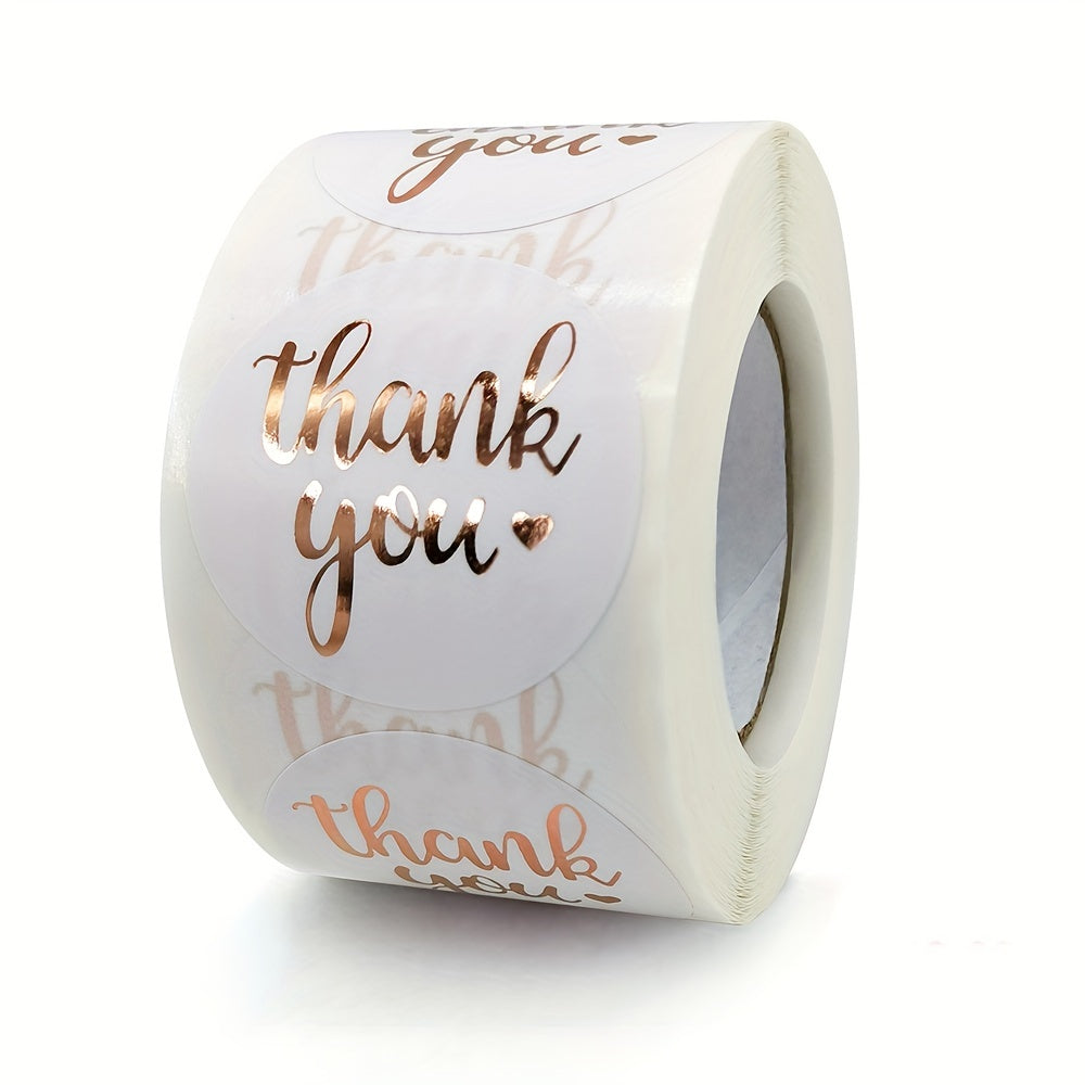 500pcs Rose Foil Thank You Stickers for Business Decoration