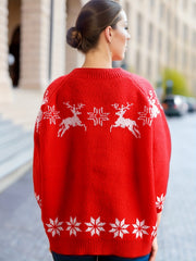  Christmas Casual Elk Print Sweater Women's Long Sleeve Jumper