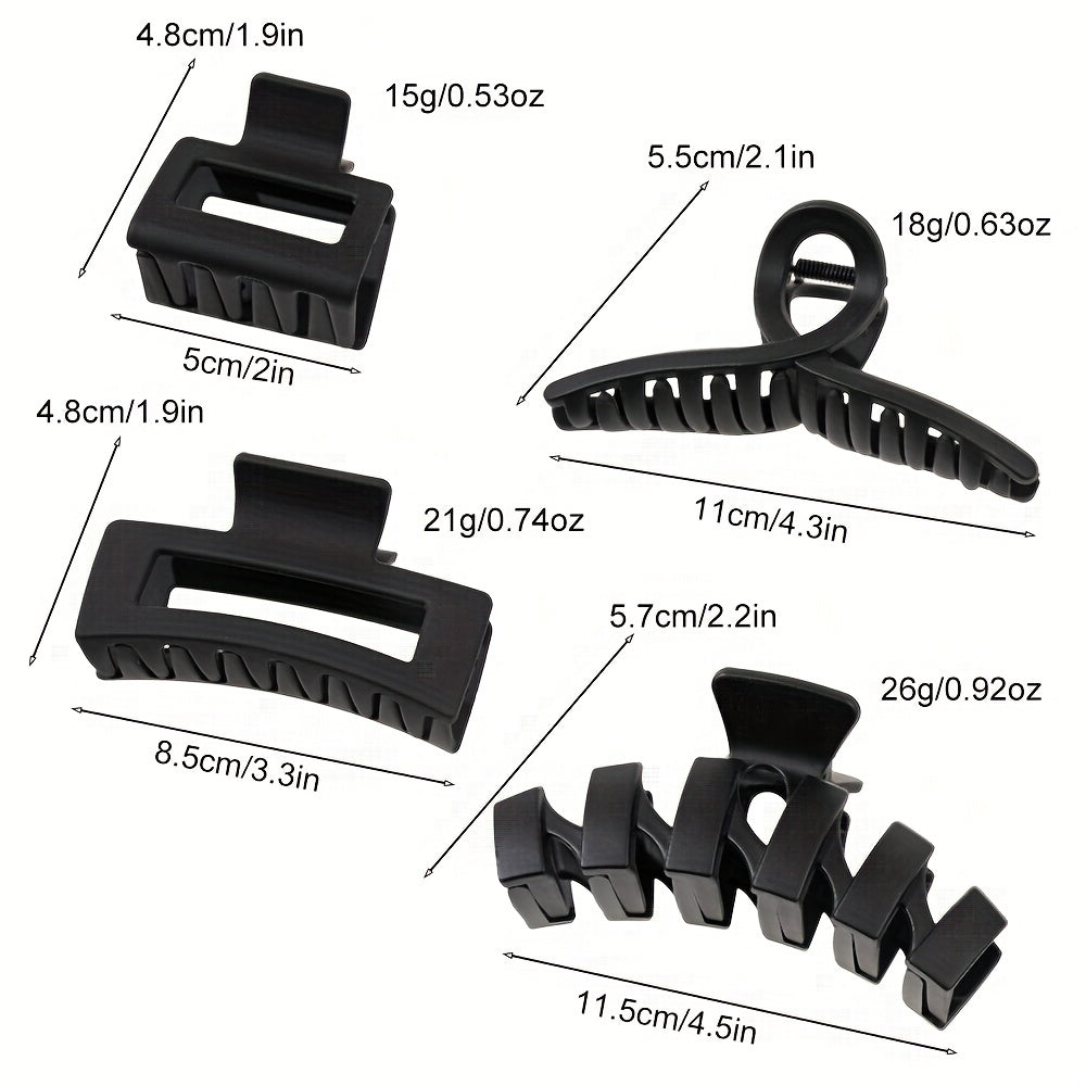 4pcs Classic Square Hair Claw Set for Women Girls