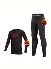 2pcs Kids Fleece Lined Compression Base Set