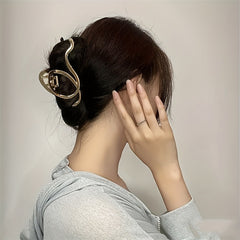 Golden Bowknot Hair Claw Clip Strong Grip Thick Hair Accessories