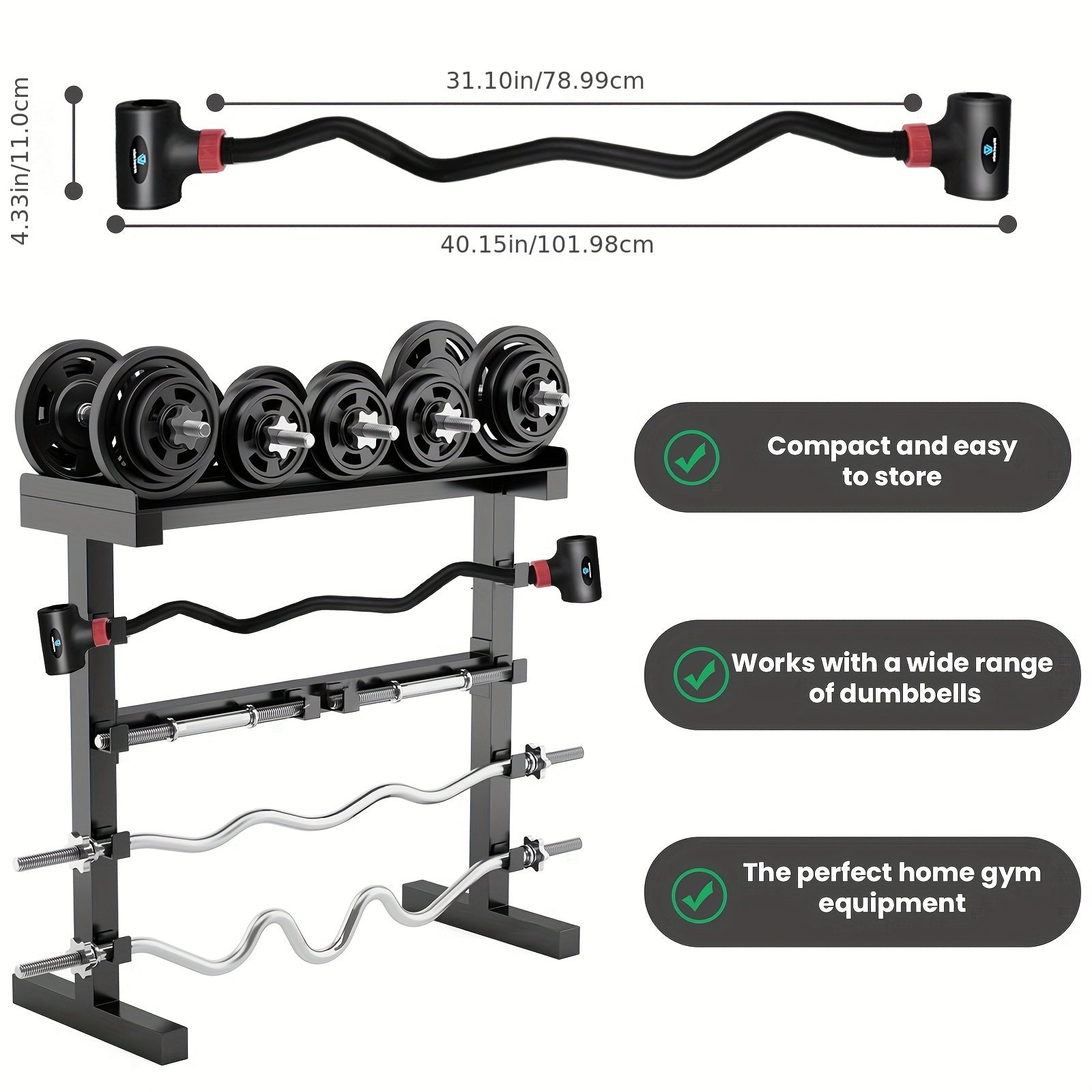 Iron Fitness Bar Quick Strength & Muscle Building Dumbbell to Curl Barbell Set