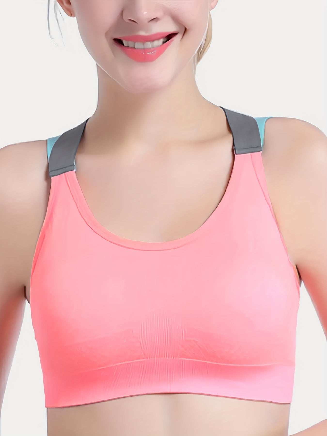 3pcs Colorblock Cross Sport Bras Stretchy Intimates Women's Lingerie