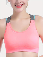 3pcs Colorblock Cross Sport Bras Stretchy Intimates Women's Lingerie