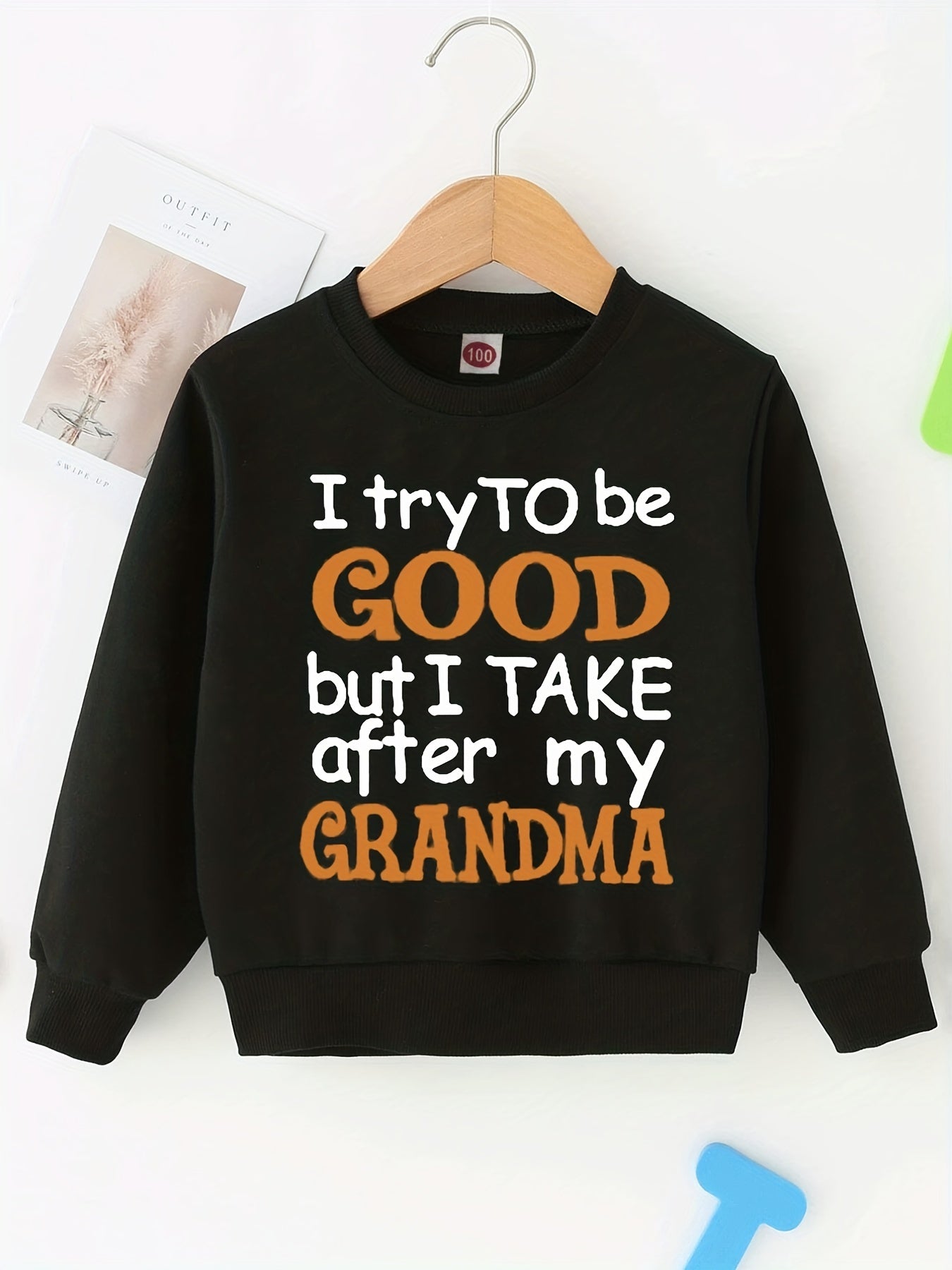 BOYS HOODED SWEATSHIRT WITH LETTER PRINT