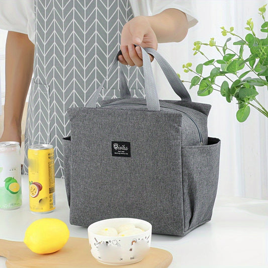 Minimalist Insulated Storage Handbag Solid Versatile Bento Bag