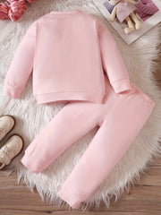 Casual Rabbit Print Little Girls 2pcs Set Long Sleeve Top Trousers