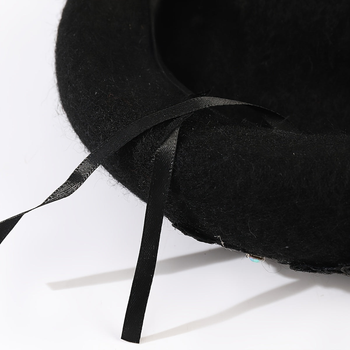 Rhinestone Flower Woolen Beret Hat for Women Girls
