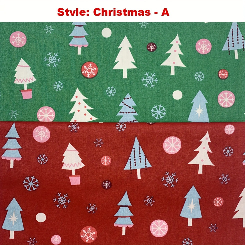 2pcs Christmas Cotton Cloth Sewing Fabric DIY Patchwork Material 50x5