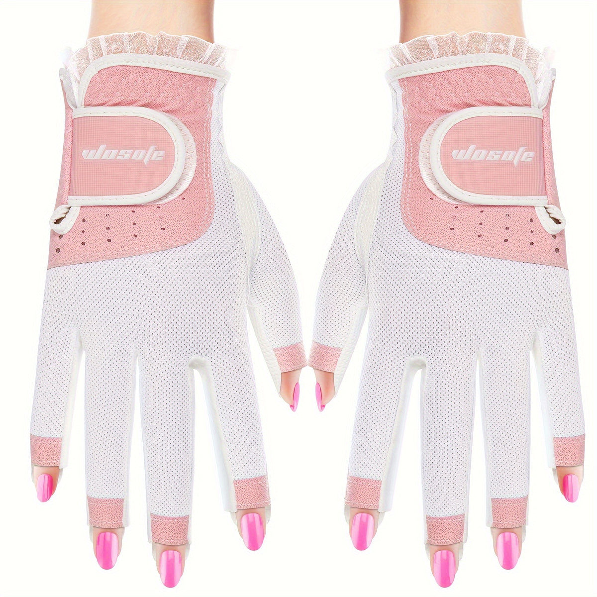 Women's Half Finger Golf Gloves Soft PU Leather Breathable Extra Grip Sport
