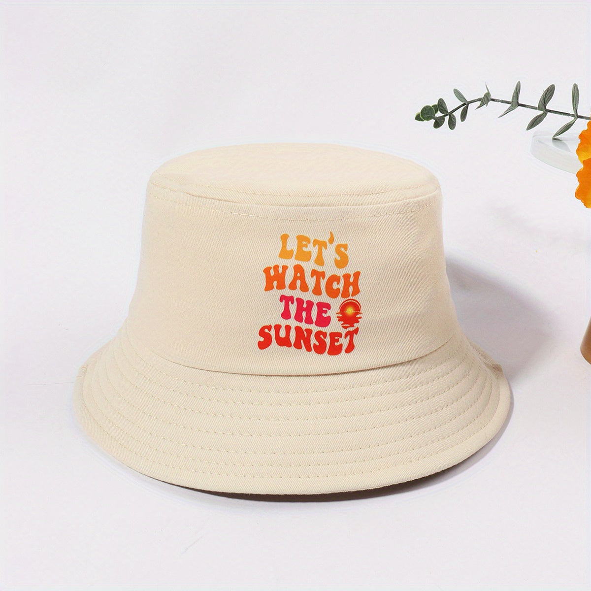 SUNSET Bucket Hat Khaki Sunscreen Basin Hat Cotton Travel Beach Hats Women