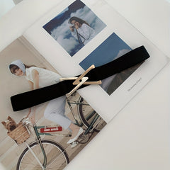 Double Triangle Metal Buckle Belt Women's Elastic Dress Belt