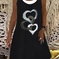  Heart Print Tank Dress