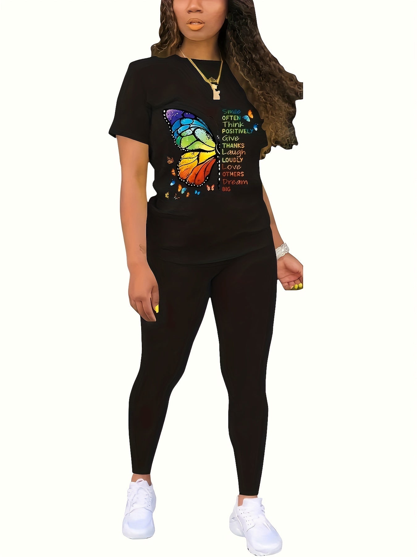 Plus Size Cartoon Print Top & Pants Set
